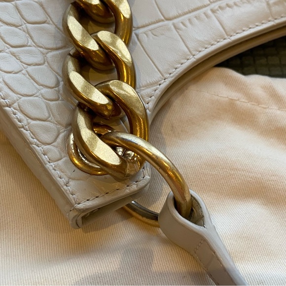 APEDE MOD WHITE CROC EMBOSSED LEATHER HOBO CHAIN SHOULDER FROGGY BAG - Picture 6 of 16